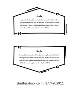Set of hand drawn quote with text isolated. Quote, commas, message, blank, template, bubble .-vector