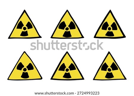 Set of hand drawn radiation sign Nuclear radiation hazard symbol Radioactive danger warning doodle Radioactive waste Single element for print, web, design, decor