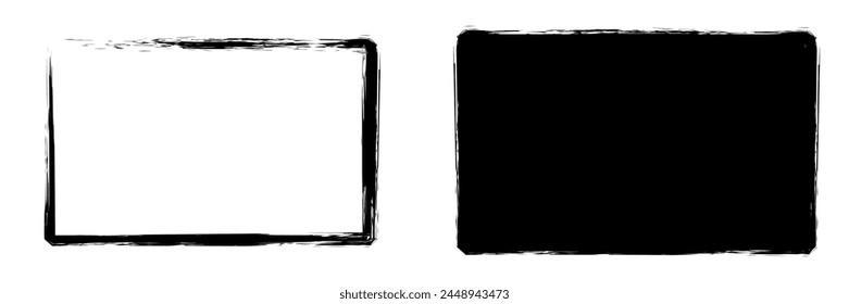 Set hand drawn rectangle, felt-tip pen objects. Text box and frames.