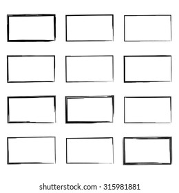 Set hand drawn rectangle, felt-tip pen objects. Text box and frames.