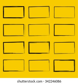Set hand drawn rectangle, felt-tip pen objects. Text box and frames.