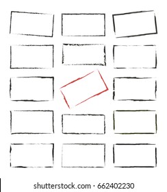 Set hand drawn rectangle, felt-tip pen objects. Text box and frames - stock vector Illustration