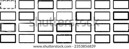Set hand drawn rectangle, felt-tip pen objects. Text box and frames.