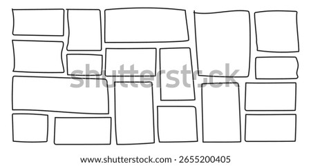 Set hand drawn rectangle, felt-tip pen objects. hand drawn rectangle frames. Doodle highlighting graphic elements. Vector illustration drawn by a pen isolated on a white background.