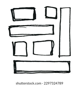 Conjunto de formas rectangulares dibujadas a mano vectorial. Diseñar elementos para el próximo proyecto.