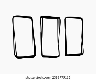Set of hand drawn rectangular frames. Simple scribble line. Suitable vector for text box, frames, border.