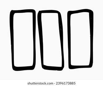 Set of hand drawn rectangular frames. Simple scribble line. Suitable vector for text box, frames, border.