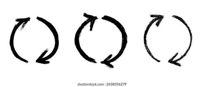 Set of hand drawn recycle arrow icon Recycling resources symbol Reuse of materials, zero waste, green environment, saving the planet