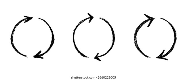 Set von Hand gezeichnete Recycling-Pfeil-Symbol Recycling-Ressourcen-Symbol Wiederverwendung von Materialien, Null Abfall, grüne Umwelt, Rettung des Planeten