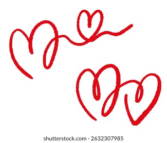 Set of hand drawn red hearts in outline style. Use for love themed graphics, romantic cards, digital scrapbooking, printable decor, and holiday projects.
