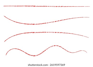 Set of hand drawn red line vector design element doodle lines underline scribble