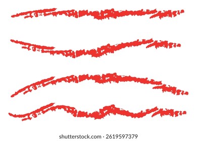 Set of hand drawn red line vector design element doodle lines underline scribble