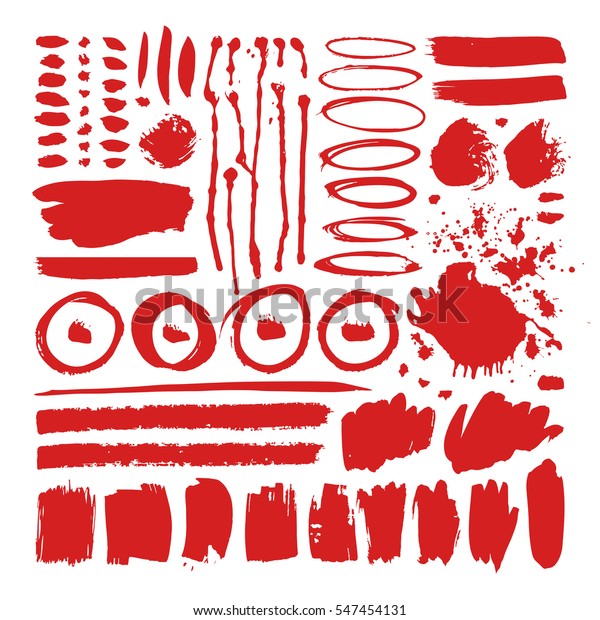 Set Hand Drawn Red Paint Object Stock Vector (Royalty Free) 547454131 ...