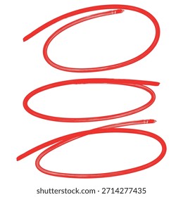 Conjunto de dibujado a mano círculo redondo rojo garabatos elemento de diseño resaltador