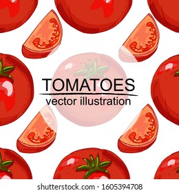 Set of hand drawn red  sweet tomatoes. 
 Vector  elements isolated on white background.