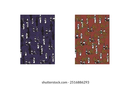 A set of hand drawn retro toned halloween theme vector background image materials. There are Halloween magic potion, candle, crystal pendant above

