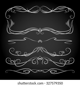 set of hand drawn retro vintage vector framing and line dividers straight nails hand antique border gold drawn style dark rich ornate beauty series science turn decorative classic twirl flag divider v