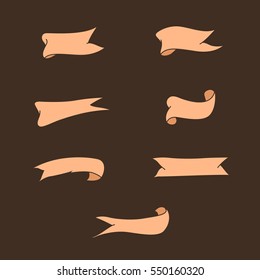 Set of Hand Drawn Ribbon / Banner. Banner, Ribbon & Flag Design Element. Vector Illustration