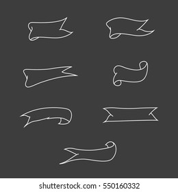 Set of Hand Drawn Ribbon / Banner. Banner, Ribbon & Flag Design Element. Vector Illustration