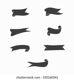 Set of Hand Drawn Ribbon / Banner. Banner, Ribbon & Flag Design Element. Vector Illustration