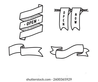 Set hand drawn ribbon collection
