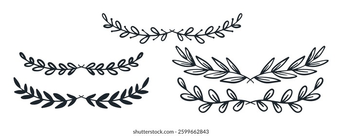 set hand drawn ribbons with arrow
