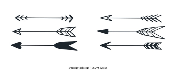 set hand drawn ribbons with arrow