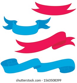 Set of hand drawn ribbons. Vector Illustration.