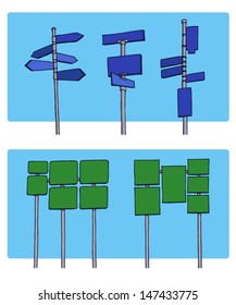 Set of hand drawn road signs. 
