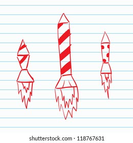 Set of hand drawn rockets