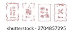 Set of hand drawn romantic cards and posters