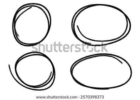 Set of hand drawn round circle scribbles highlighter design element