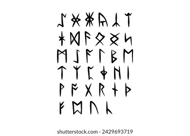 Set Hand Drawn Runes Vectors on White Background