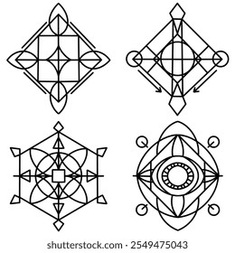 set of hand drawn sacred geometry collection element