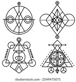 set of hand drawn sacred geometry collection element