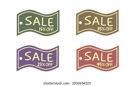 Set of hand drawn sale tag labels. Suitable for digital promotion or advertisement