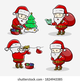 conjunto de navidades alegres de Hand draw santa claus