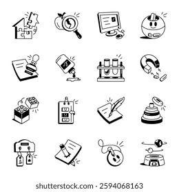 Set of Hand Drawn School Accessories Icons 

