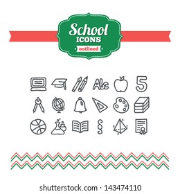 Set of hand drawn school icons
