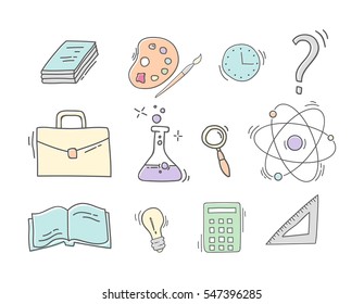 Set of Hand Drawn School icons.