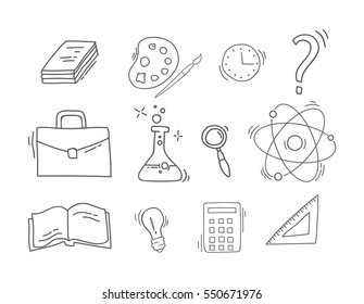 Set of Hand Drawn School icons.