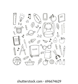 Set of hand drawn school stuff 