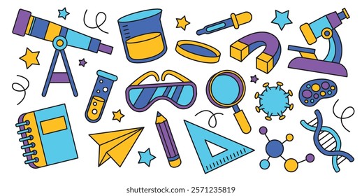 Set of hand drawn science and chemistry element illustration