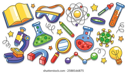 Set of hand drawn science and chemistry element collection