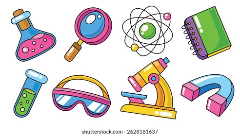 Set of hand drawn science and chemistry element vector collection