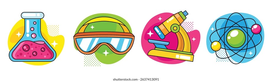 Set of hand drawn science and chemistry vector illustration