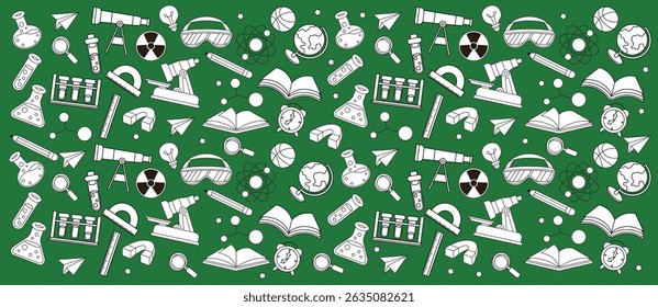 Set of hand drawn science and education element vector background