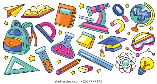 Set of hand drawn science and education element vector illustration