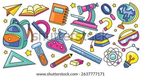 Set of hand drawn science and education element vector illustration