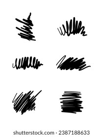 Set of hand drawn scribble brush strokes  vector design elements. Scratched sketch isolated on white background  Doodle Brush Style.